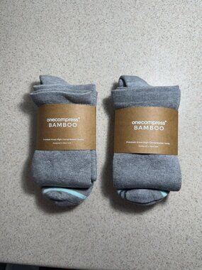 Onecompress Bamboo Premium Knee-High Compression Socks M/LG Gray Eco-Friendly